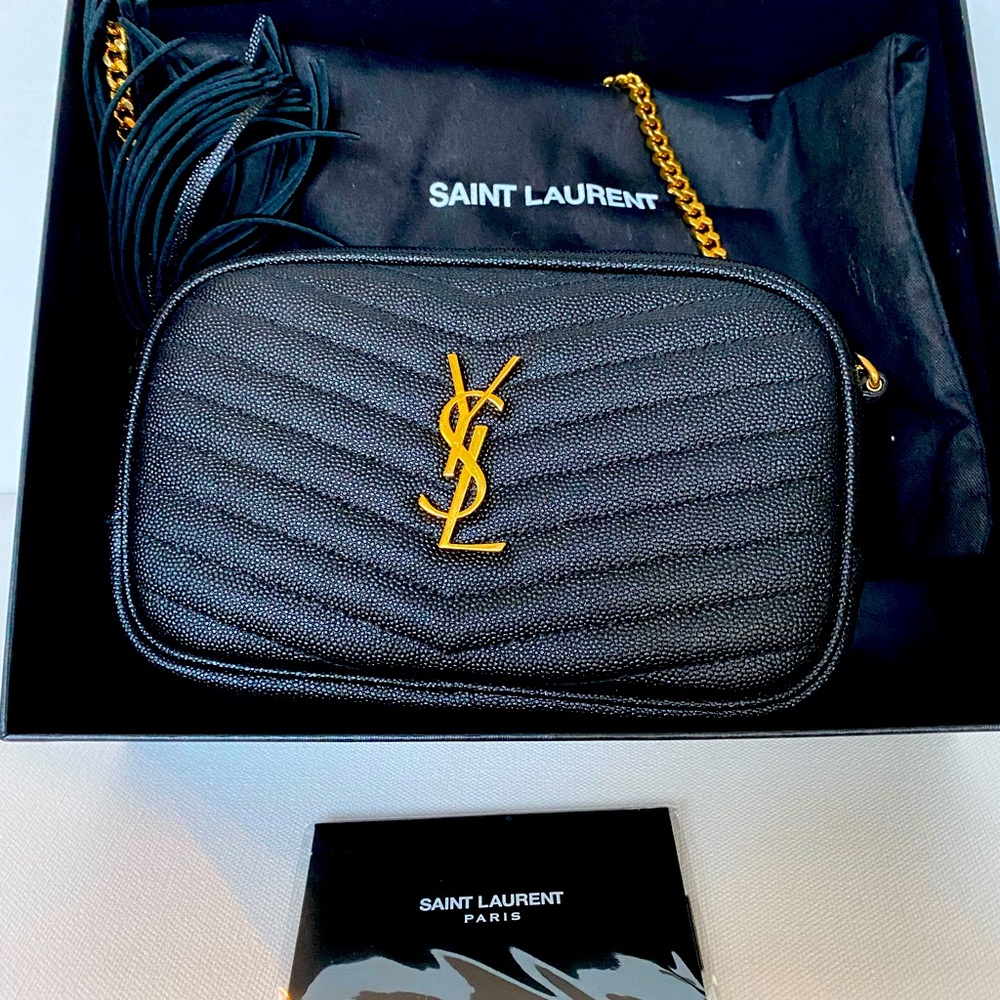 SAINT LAURENT LOU MINI BAG IN QUILTED GRAIN DE POUDRE EMBOSSED LEATHER